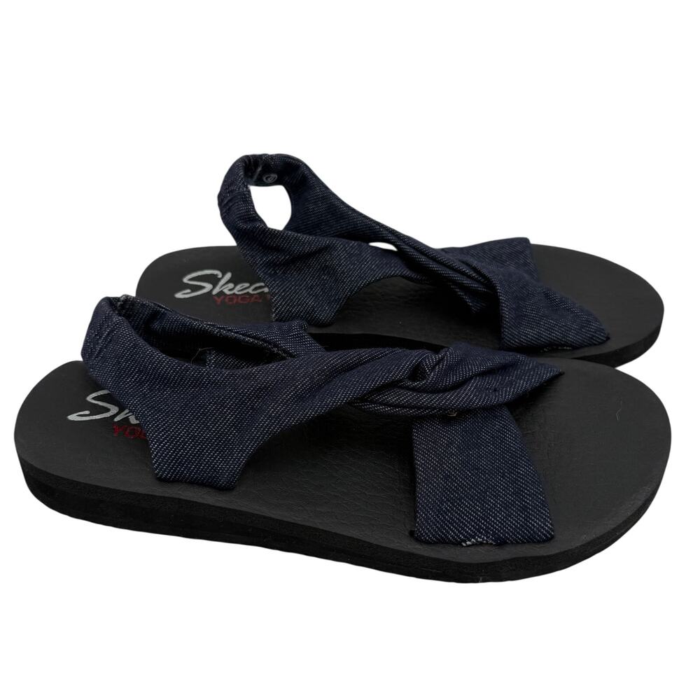 Skechers Yoga Foam Meditation Studio Kicks Dark Denim Sandals Size 8